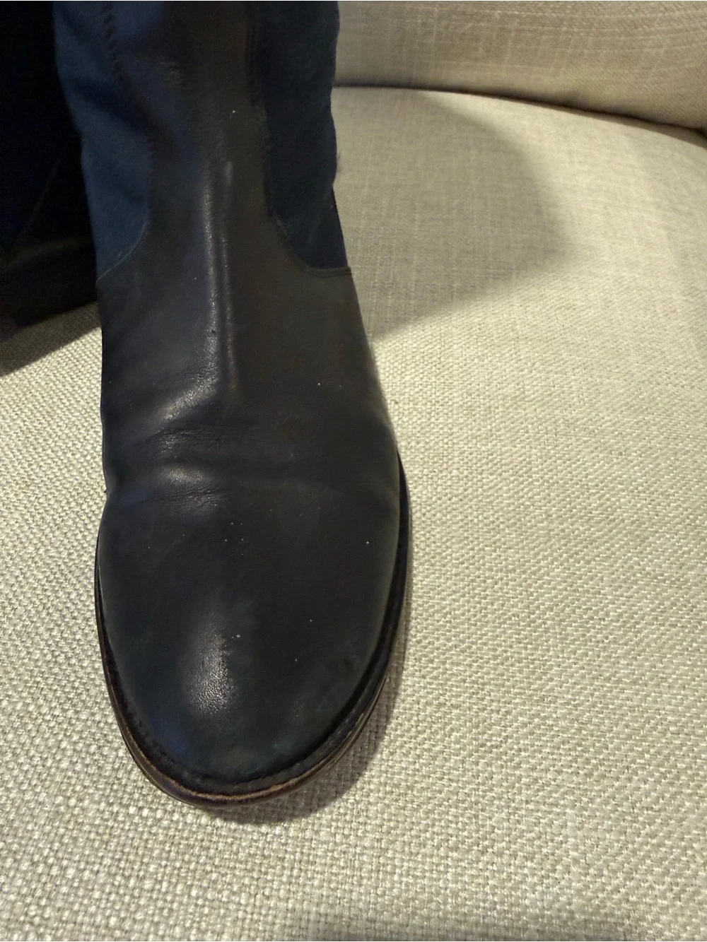 J Crew Canvas Navy and Black Classic Tall Riding Boots - Size 8